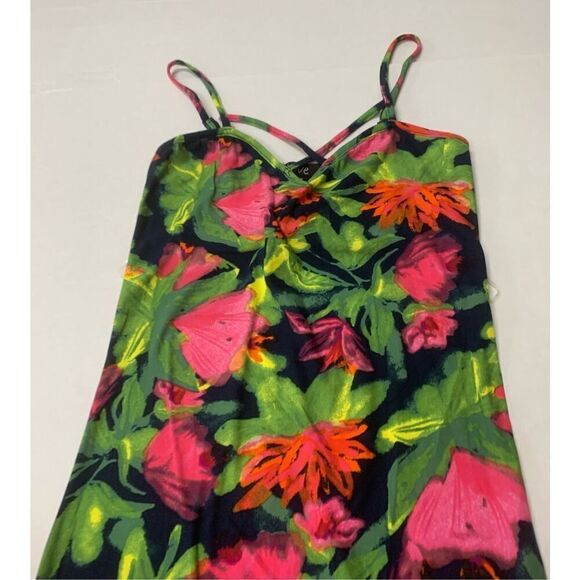 Floral Patterned Spaghetti Strappy Bodycon Dress - Picture 5 of 6